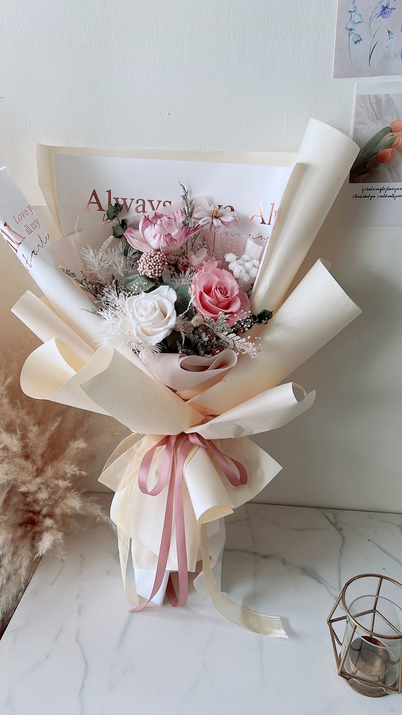 永生花花束 畢業花束 生日花束 母親節禮物 - 乾燥花/永生花 - 植物．花 粉紅色