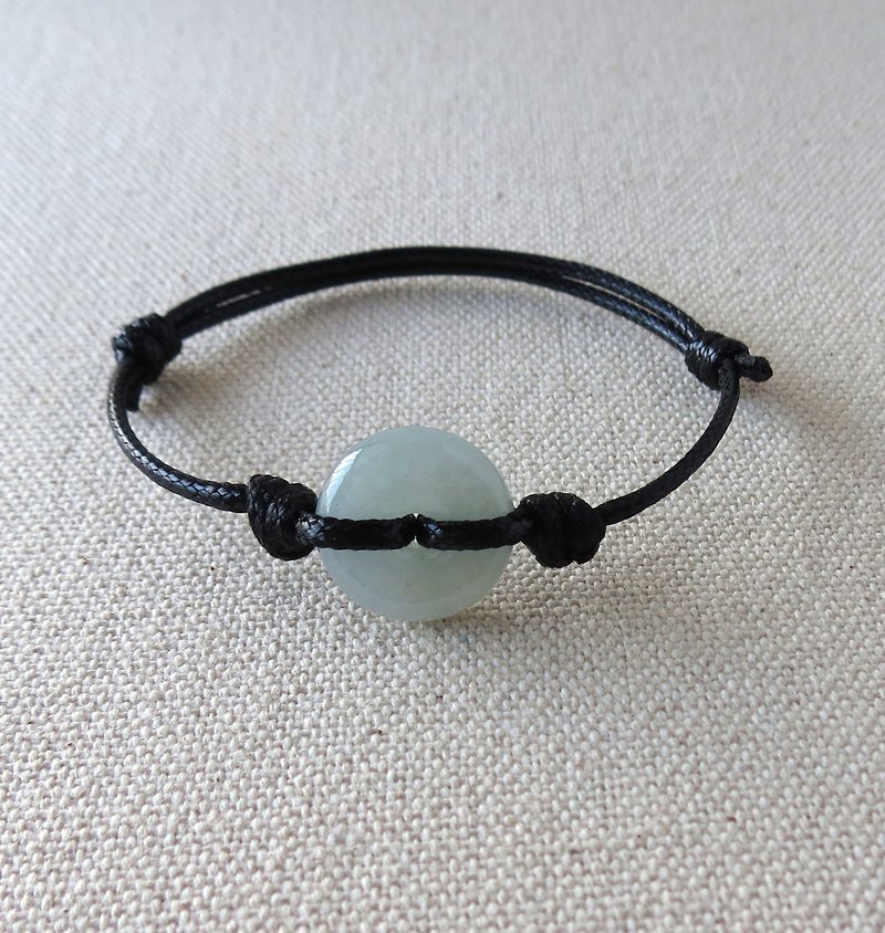 The birth year [Peace, wishful] 糯冰平安扣Jade Korean wax line bracelet*01*evil spirits, body protection - Bracelets - Gemstone Black