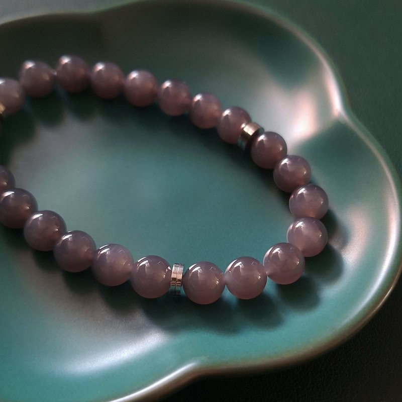 8mm紫色天然和田玉手串珠串 | 天然和田玉手鏈珠鏈玉器 - 手鍊/手環 - 玉石 紫色