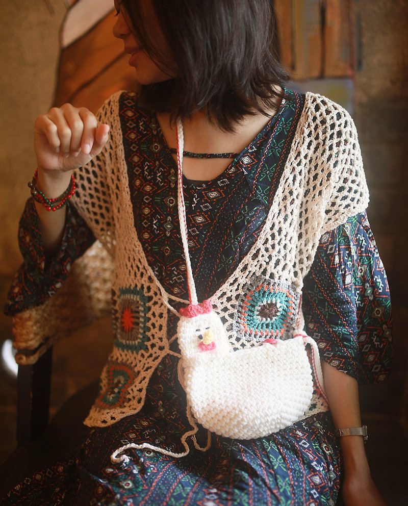 Liangben hand-made women's vest vest hand hook hollow perspective knitted pure handmade casual top - Women's Vests - Cotton & Hemp 