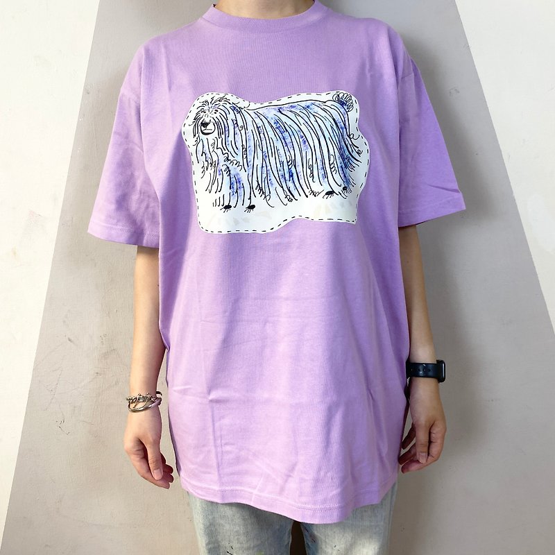 棉．麻 女 T 恤 紫色 - 原創手繪T shirt 專賣 拖把犬 奇幻動物系列