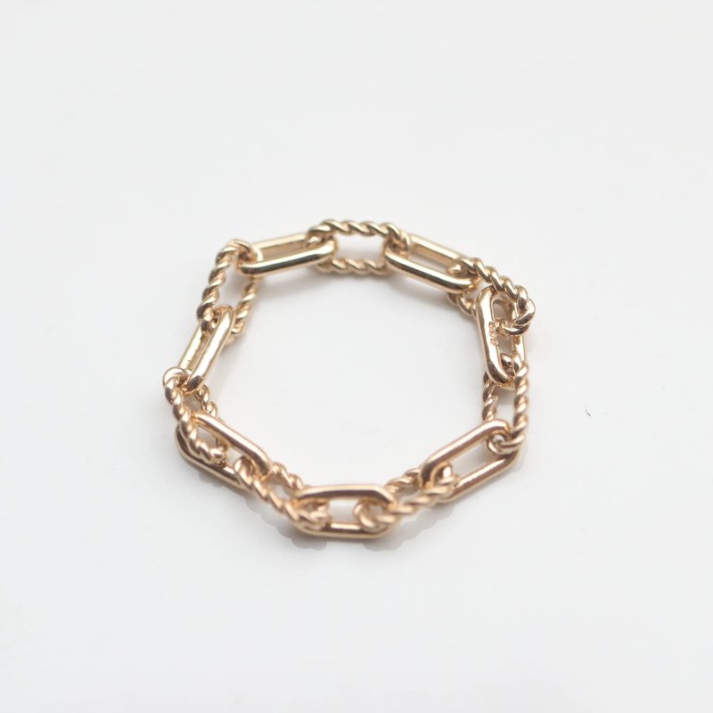 14K Hard Chain Ring Chunky Spiral Chain Ring - แหวนทั่วไป - เครื่องประดับ สีทอง