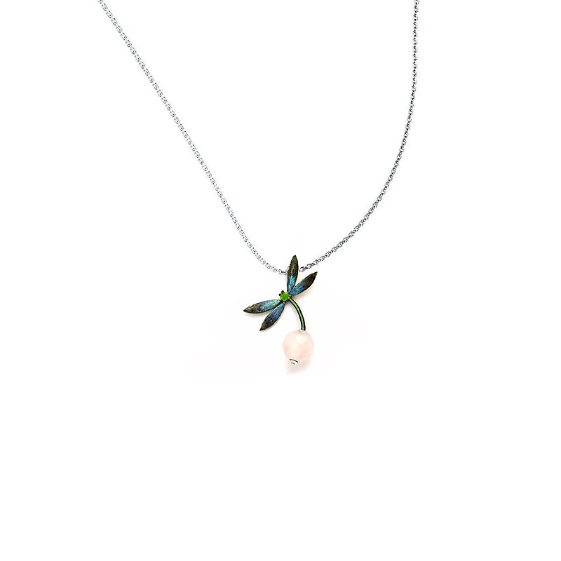 //Only one item left for sale and will be sold out.//Handmade Jewelry Enamel Series Enamel Dragonfly Pink Crystal - Necklaces - Enamel 