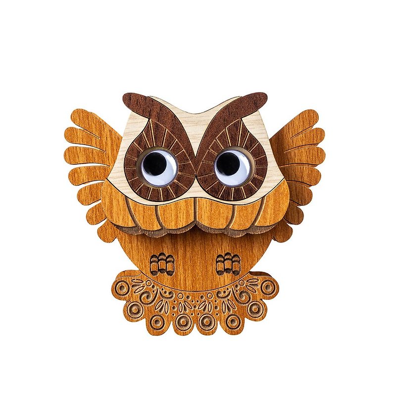 [Teacher’s Day Gift] Zhuanzhuanle Music Box-Collared Owl - Indie Music - Wood Brown