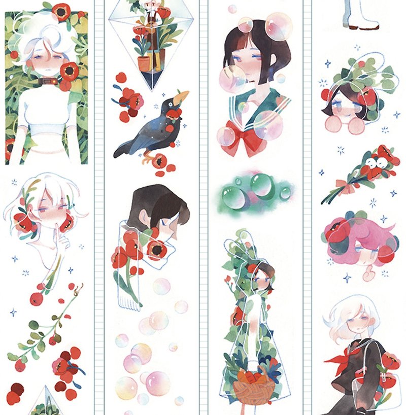 Empty Garden Lovers Set Washi Tape Made in Taiwan 10m Roll - Washi Tape - Plastic Multicolor