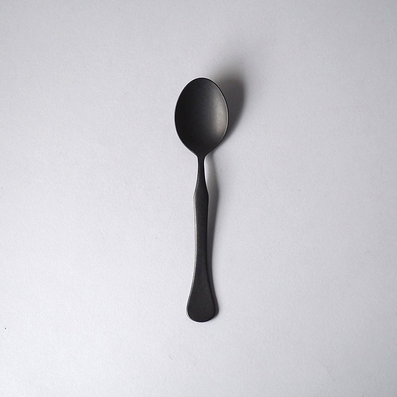 日本高桑金屬  日製波浪曲線不鏽鋼甜點匙-2入 - 刀/叉/湯匙/餐具組 - 不鏽鋼 黑色