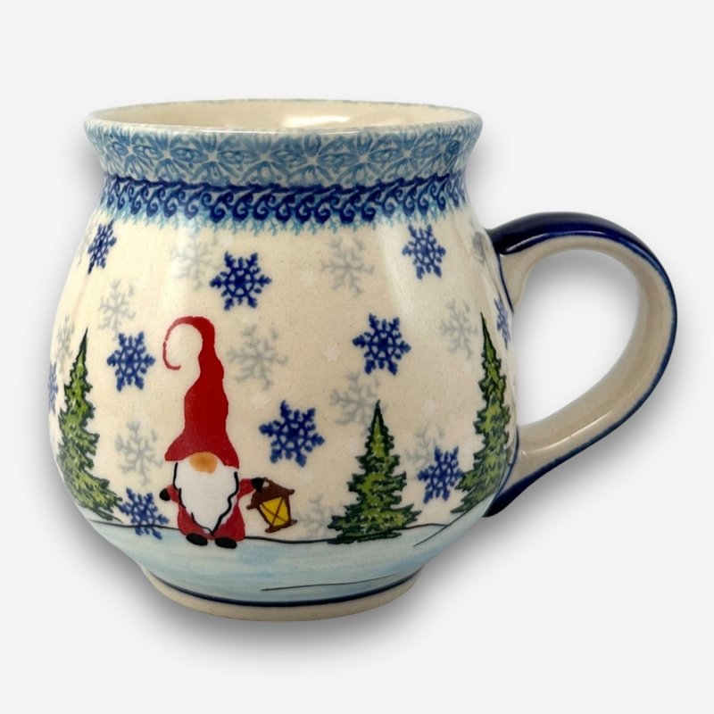 Polish hand-painted handmade pottery-Pangpang cup 540ml Snowland Elf series designer model - Cups - Pottery Blue