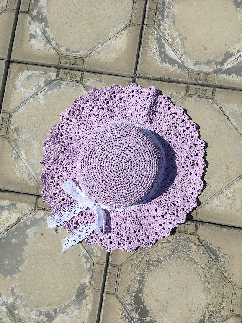 Sangny just baked lavender macaron. Summer sunshade straw hat - หมวก - กระดาษ 