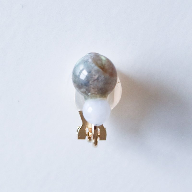 Grape Maru Earring Gray×Blue (CLIP Type) - ピアス・イヤリング - 石 ブルー