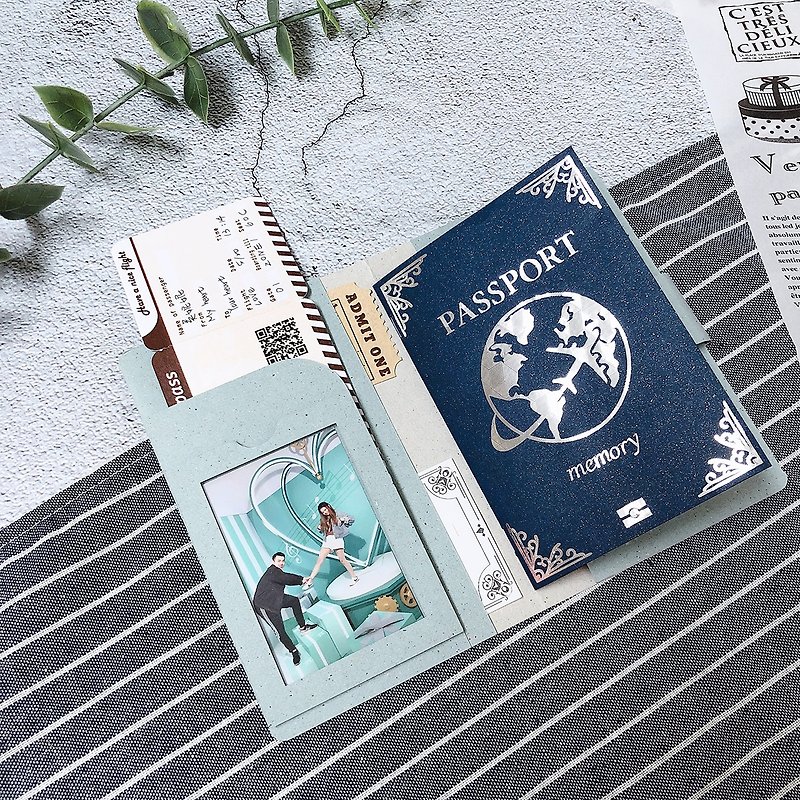 護照夾卡片相冊 旅行 週年卡片 - 卡片/明信片 - 紙 藍色