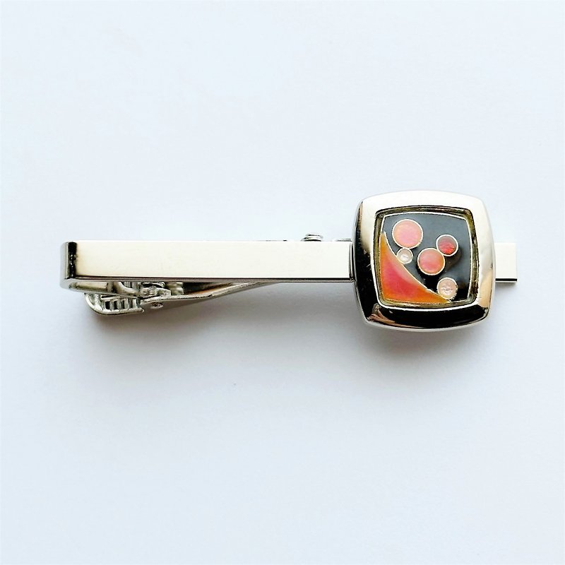 Planet [Salmon Pink] Cloisonne tie clip, pure silver base metal cloisonne - Ties & Tie Clips - Other Materials Pink
