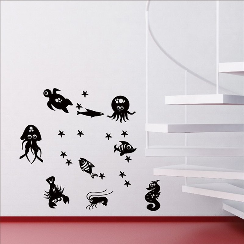 Smart Design Creative Non-marking Wall Stickers Marine Creatures Available in 8 Colors - Wall Décor - Paper Blue