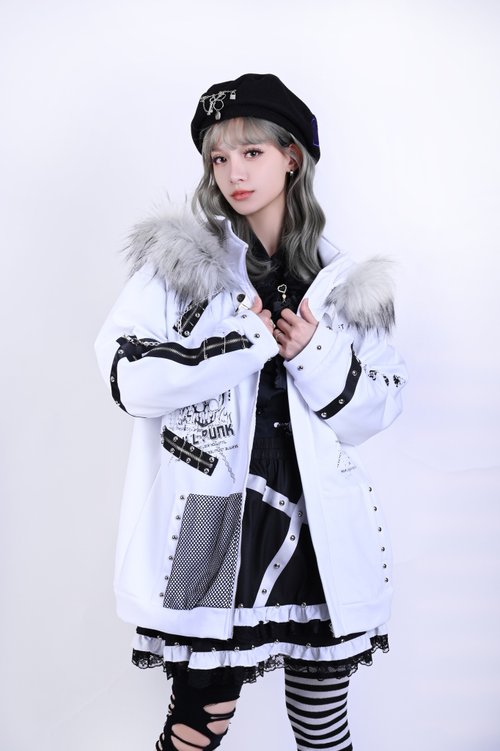 ジャケット・アウター Roen semantic fur long coat y2k Vkei emo Amazon.com: Y2K Preppy Oversized Jacket Japanese Emo Stand