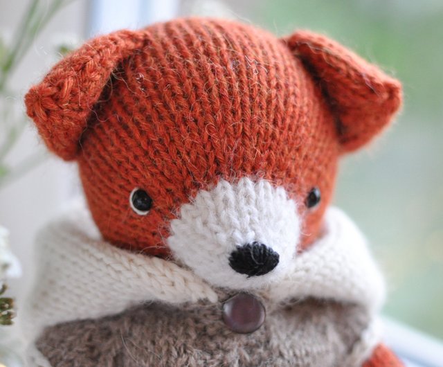 knit fox stuffed animal