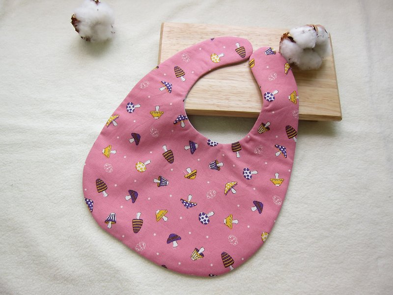 Mushrooms - infant baby cotton bibs, bibs (Pink) - ผ้ากันเปื้อน - วัสดุอื่นๆ สึชมพู