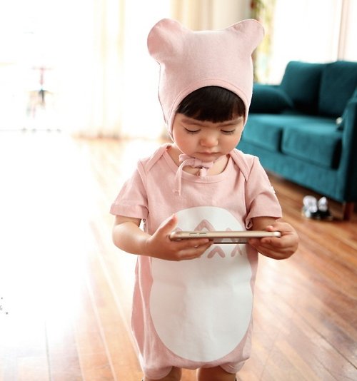 JIOUU 設計樂生活 【韓國製】彌之星 - Totoro 純棉幼兒包屁衣/短袖款(含耳朵帽)