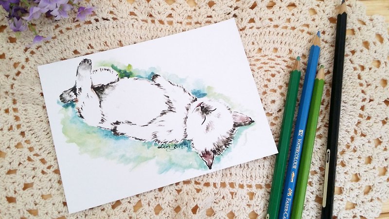 Cat sleep-like series-love to sleep. postcard - Cards & Postcards - Paper Multicolor