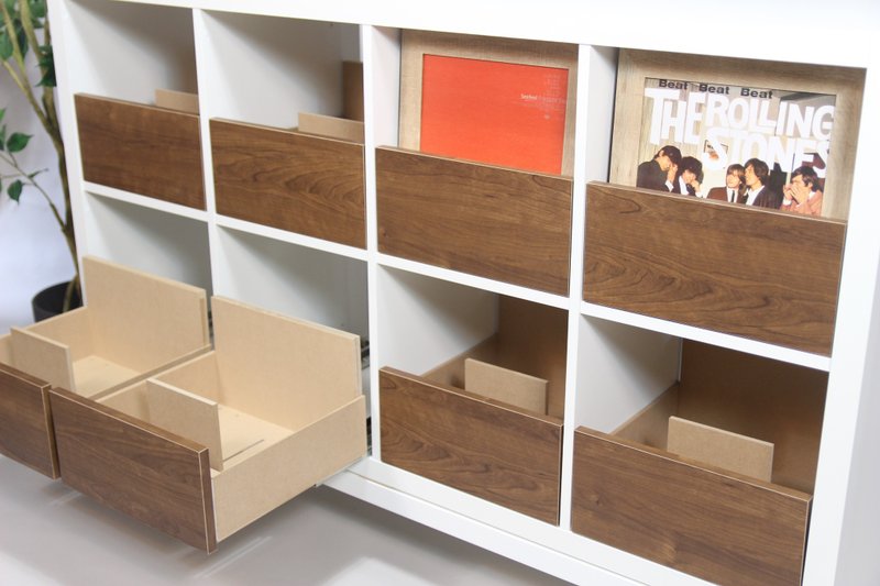 IKEAカラックスKallax用レコード収納　LP引出し*胡桃*ディスプレイ棚*キャビネット*おしゃれラック*ターンテーブルお気に入り*DJプレイヤー*台 - 衣櫃/鞋櫃 - 木頭 咖啡色