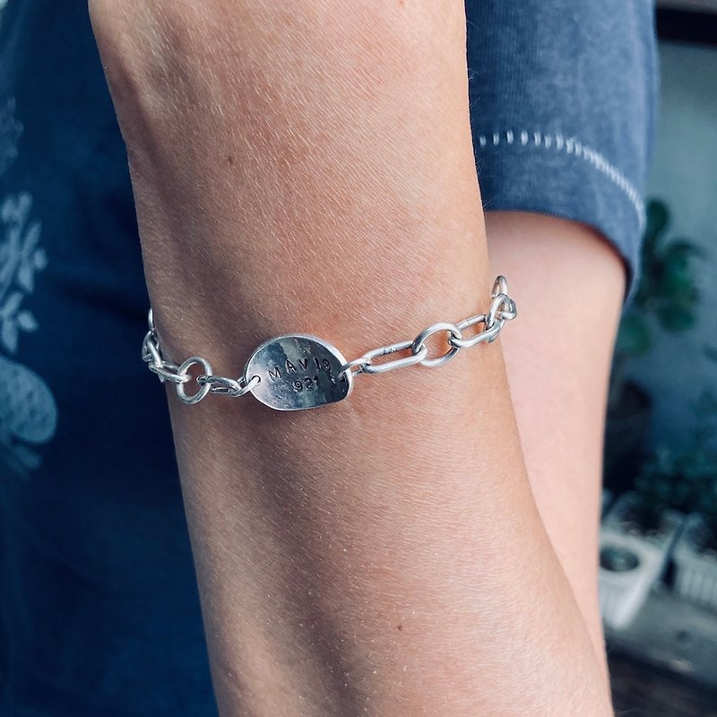 Famous brand Silver circle bracelet magic beans, sterling silver blessing bracelet metalworking experience, handmade poetry of Tainan metalworking - Metalsmithing/Accessories - Sterling Silver 