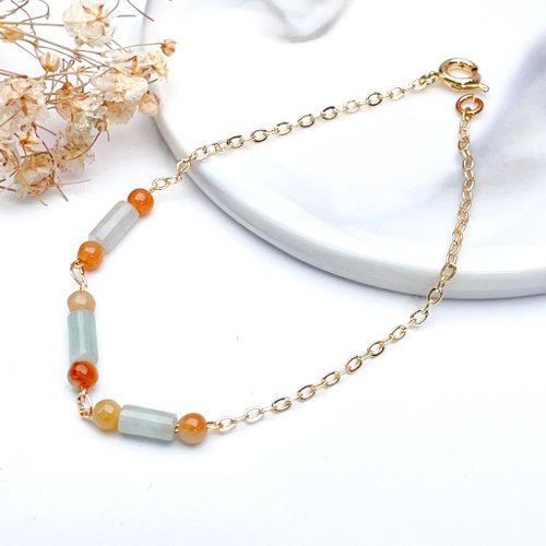 瓔珞珠寶盒 E.L.Jewelry Box 飄花翡翠手鍊14K包金 | 天然緬甸A貨翡翠 | 送禮