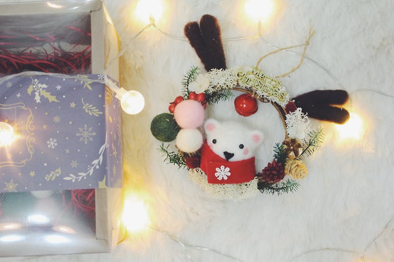 *Christmas limited*wool felt / Christmas wreath / polar bear - ช่อดอกไม้แห้ง - พืช/ดอกไม้ 
