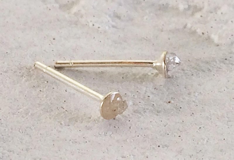 Natural diamond rough SV earrings 2 - ต่างหู - เครื่องเพชรพลอย 