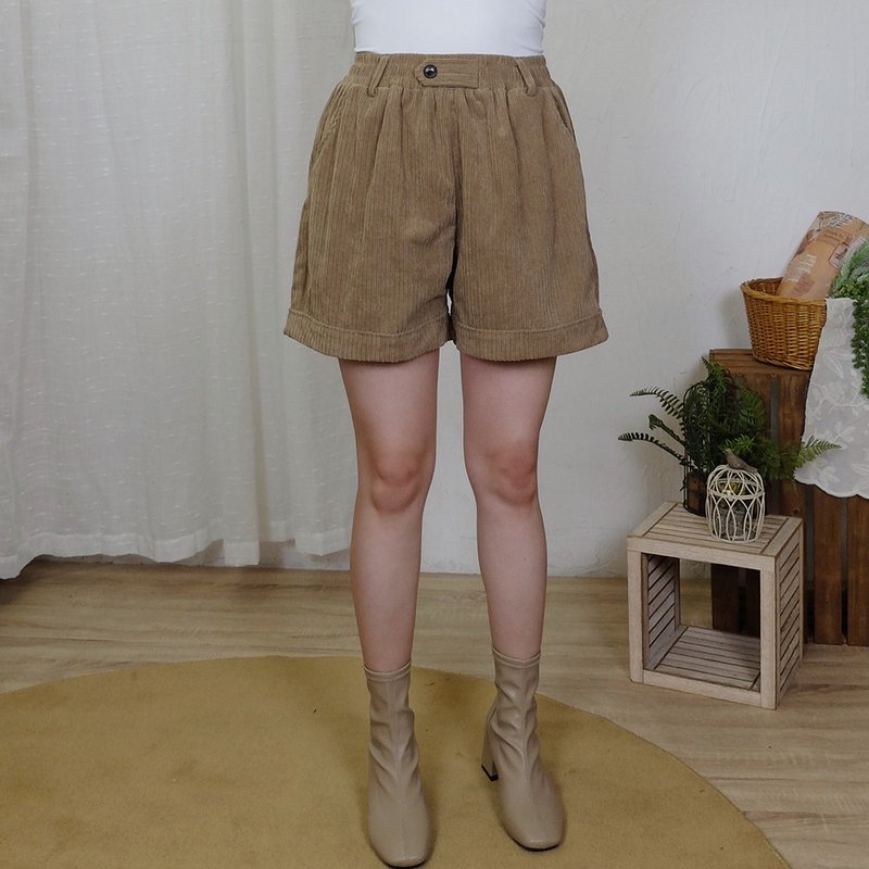 Hana Mokuba Loose Casual Elastic Waist Corduroy Shorts - Women's Shorts - Other Materials 