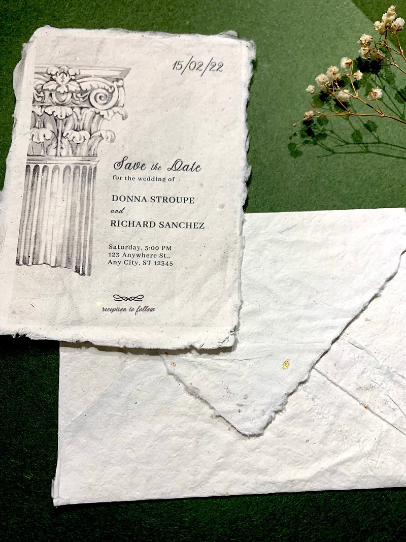 handmade paper invitations - การ์ดงานแต่ง - กระดาษ ขาว