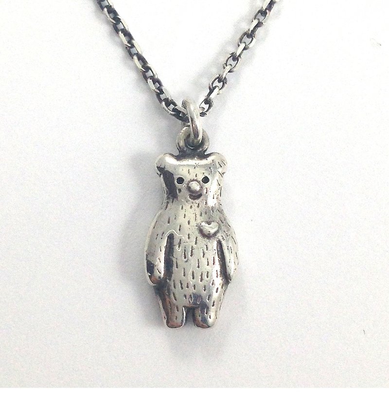 Ohappy animal series. Bear Sterling Silver Necklace - สร้อยคอ - เงินแท้ สีเงิน