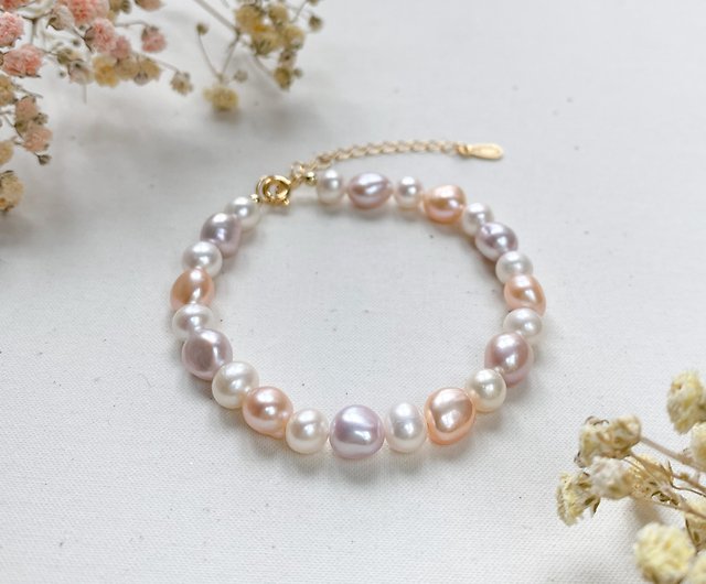 JOSCO Simulated Pink Colored Pearls with .925 Sterling Silver Link Anklet 7,8,9,10,11,12,13 Inches Bracelet
