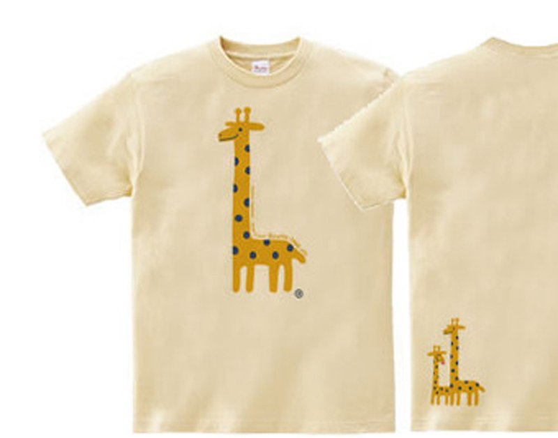 giraffe・キリン　KIDS 100-160　Tシャツ【受注生産品】 - 帽T/大學T - 棉．麻 卡其色