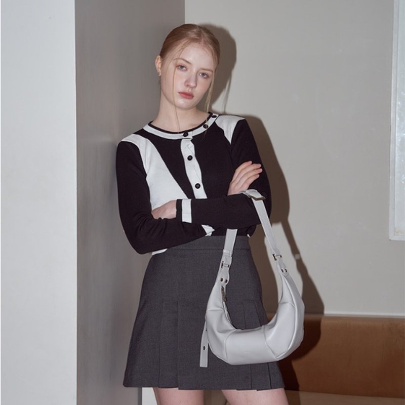 Jolly made in Korea | ZOEY BAG | LIGHT GREY | Shoulder Handbag - Messenger Bags & Sling Bags - Faux Leather Gray