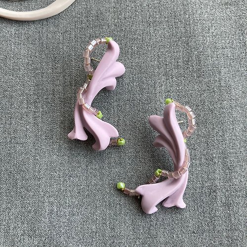 PLUIE et PLUIE #6 紫莨苕 耳環 : 手工製作軟陶