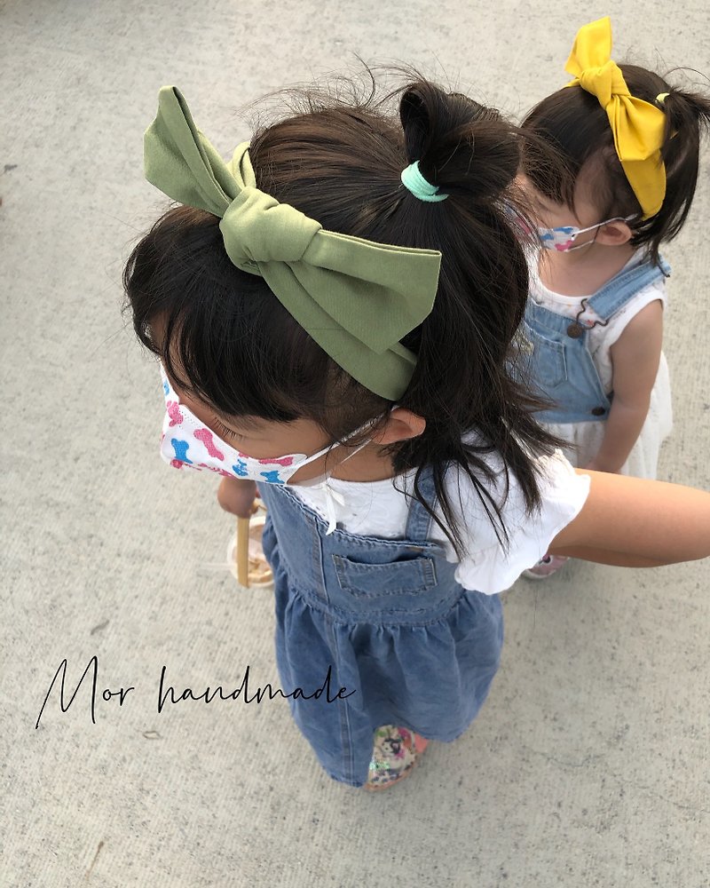 A kink / Plain bow headband for temperamental children / Autumn fragrance green