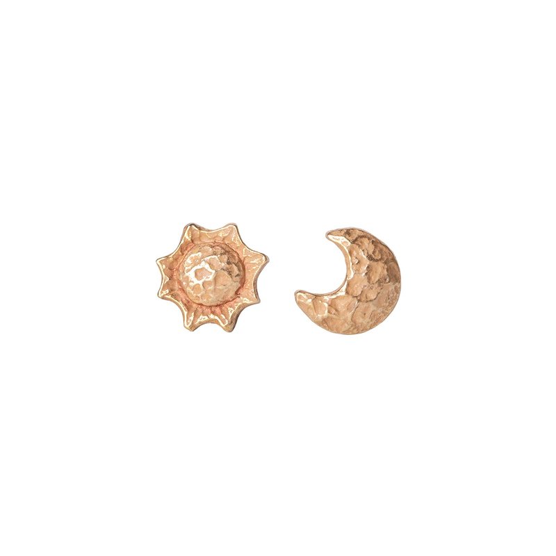 Sol y Luna Earrings Gold Color - ต่างหู - โลหะ 