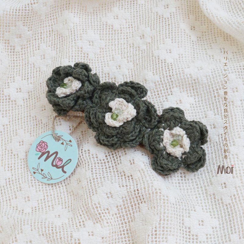 Mori breath weaving * three color matching matcha flower hair clips - เครื่องประดับผม - ผ้าฝ้าย/ผ้าลินิน สีเขียว