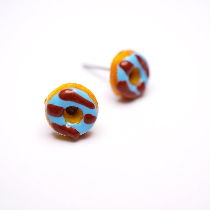 Playful Design Mint Blue Winter Earrings - ต่างหู - ดินเหนียว 