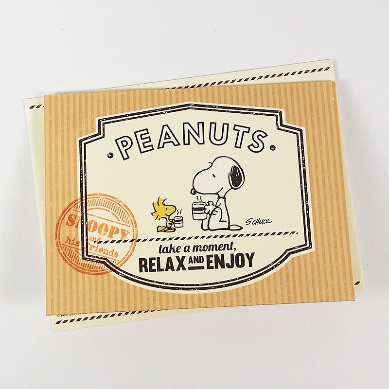 Snoopy Drinking coffee to relax and enjoy a good time [Hallmark Stereo Card] - การ์ด/โปสการ์ด - กระดาษ สีนำ้ตาล