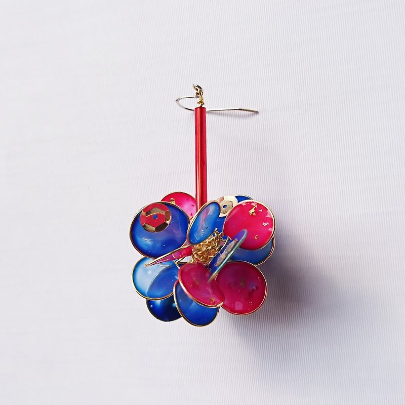 <Miss Orchid pendants> One-sided styling handmade resin earrings earring/accessories - Earrings & Clip-ons - Other Materials Blue
