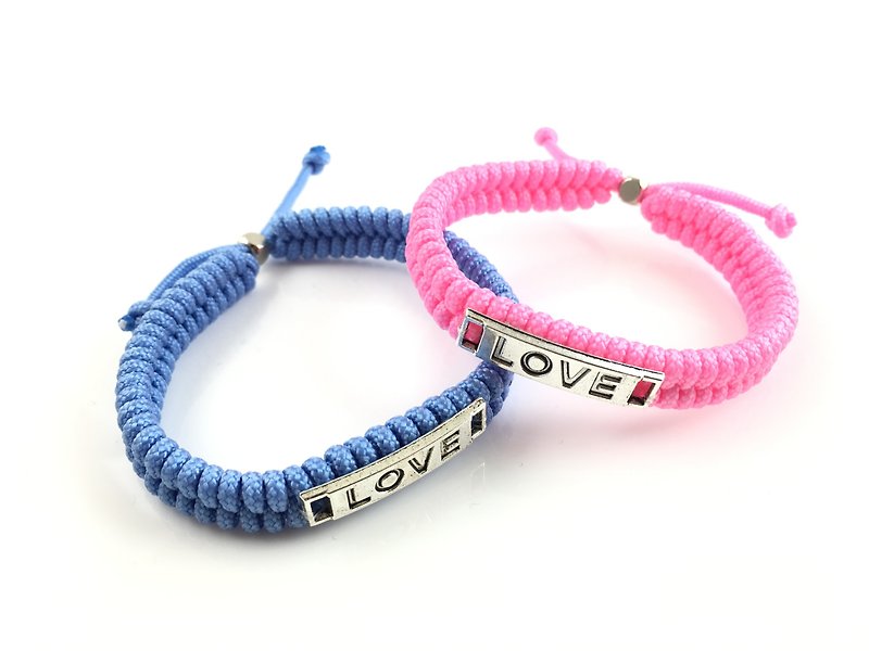 Valentine's flagship product - LOVE [Love] hand rope combination together away! (Light blue & pink) - Bracelets - Cotton & Hemp Multicolor