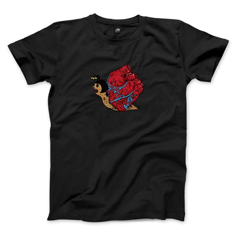 Heart Snail-Black-Unisex T-shirt - เสื้อยืดผู้ชาย - ผ้าฝ้าย/ผ้าลินิน สีดำ