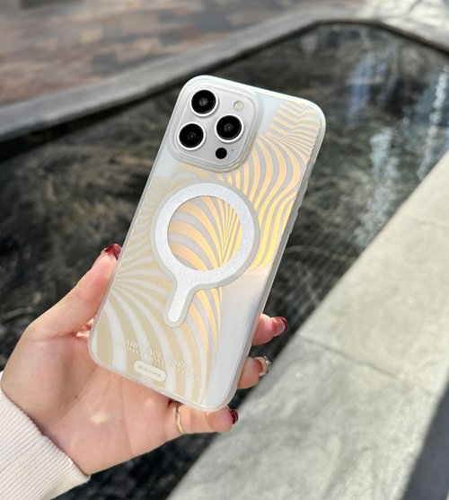 Sigema Creation iPhone Cases 【磁吸板】冰雪白磨砂鏡面金 iPhone 15 Pro/15 ProMax手機殼