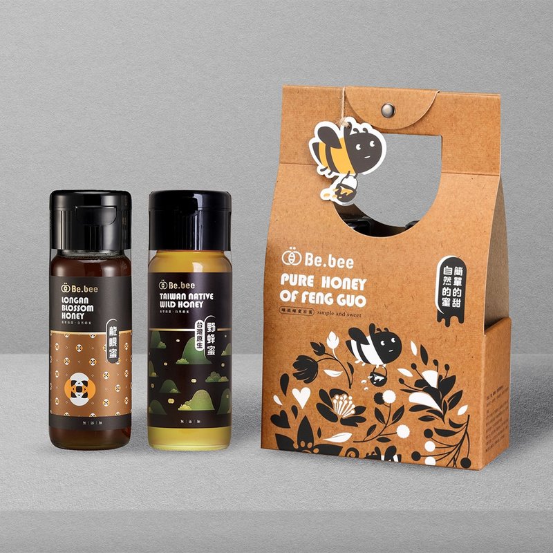【Be.bee蜂蜜】雙入蜜禮盒 / 野蜂蜜+龍眼蜂蜜 - 蜂蜜/黑糖 - 濃縮/萃取物 橘色