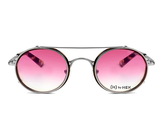 フロントハンギングサングラス付きオプティカル サングラス べっ甲ピンクレンズ 台湾製 ショップ Hex Eyewear 眼鏡 フレーム Pinkoi