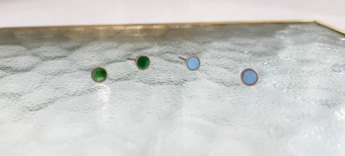 yuting jewellery 接單訂製 純銀小圓琺瑯耳環-一對