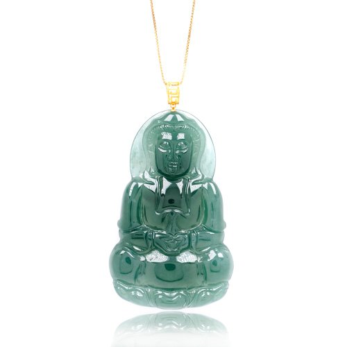 正佳珠寶 Gemsrich Jewelry 【正佳珠寶】翡翠 頂級冰種老藍水觀音 翡翠觀音吊墜