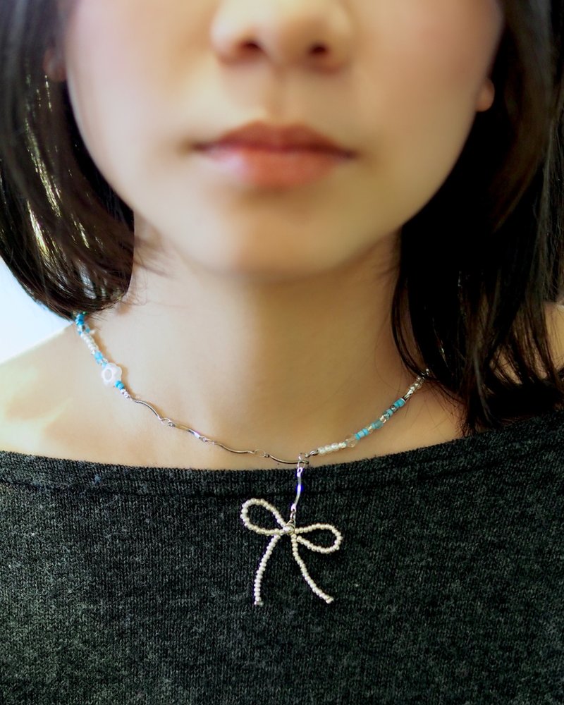 蕊の項鍊 Bluebell 藍風鈴 - 項鍊 - 不鏽鋼 藍色