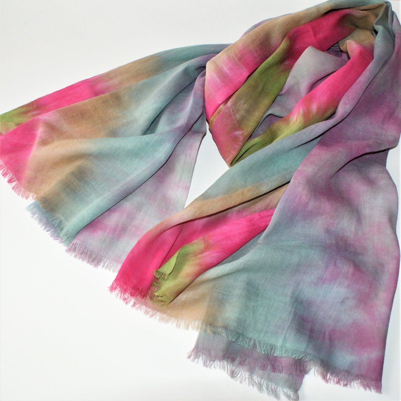 Cotton scarf Colorful scarf Cotton shawl Designer woman scarf gift Tie dye scarf - 絲巾 - 棉．麻 多色
