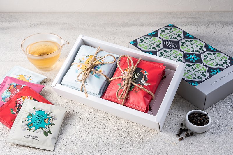 [Dragon Boat Festival Gift Box] Black Oolong x Camellia Fragrance Oolong Ten Tea Bags Gift Box (with carrying bag) - ชา - อาหารสด สีแดง