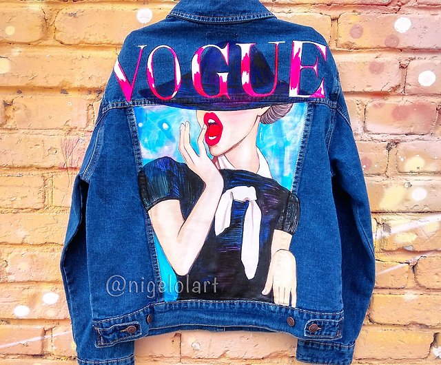Painted Denim Jacket Handmade Custom jacket Vogue Gift